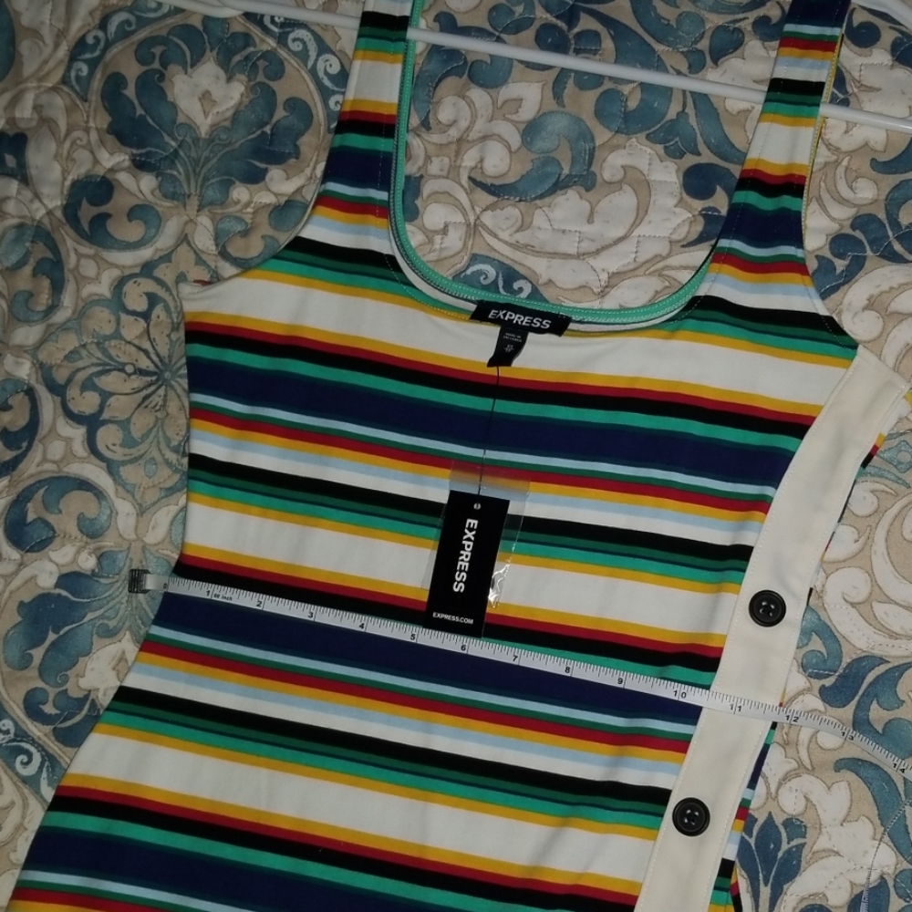 Express Striped Asymmetrical Button Front Midi - Picture 7 of 8
